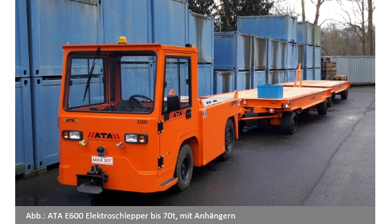 Elektro-Zugmaschine ATA 600 mit 2 Anhängern